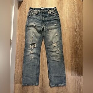 GRLFRND Size 25 straight leg 100% cotton distressed jeans.